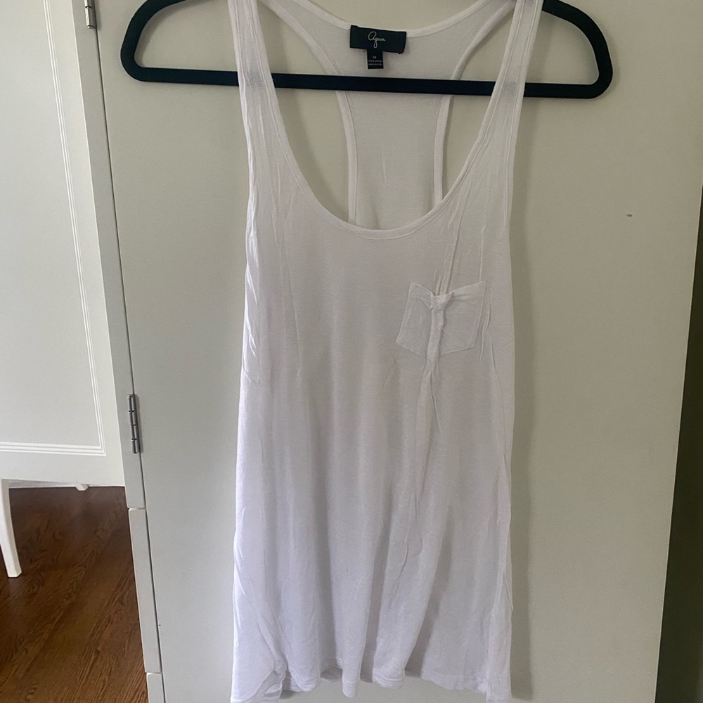 Aqua  Sheer White Racerback Tank Size: Medium